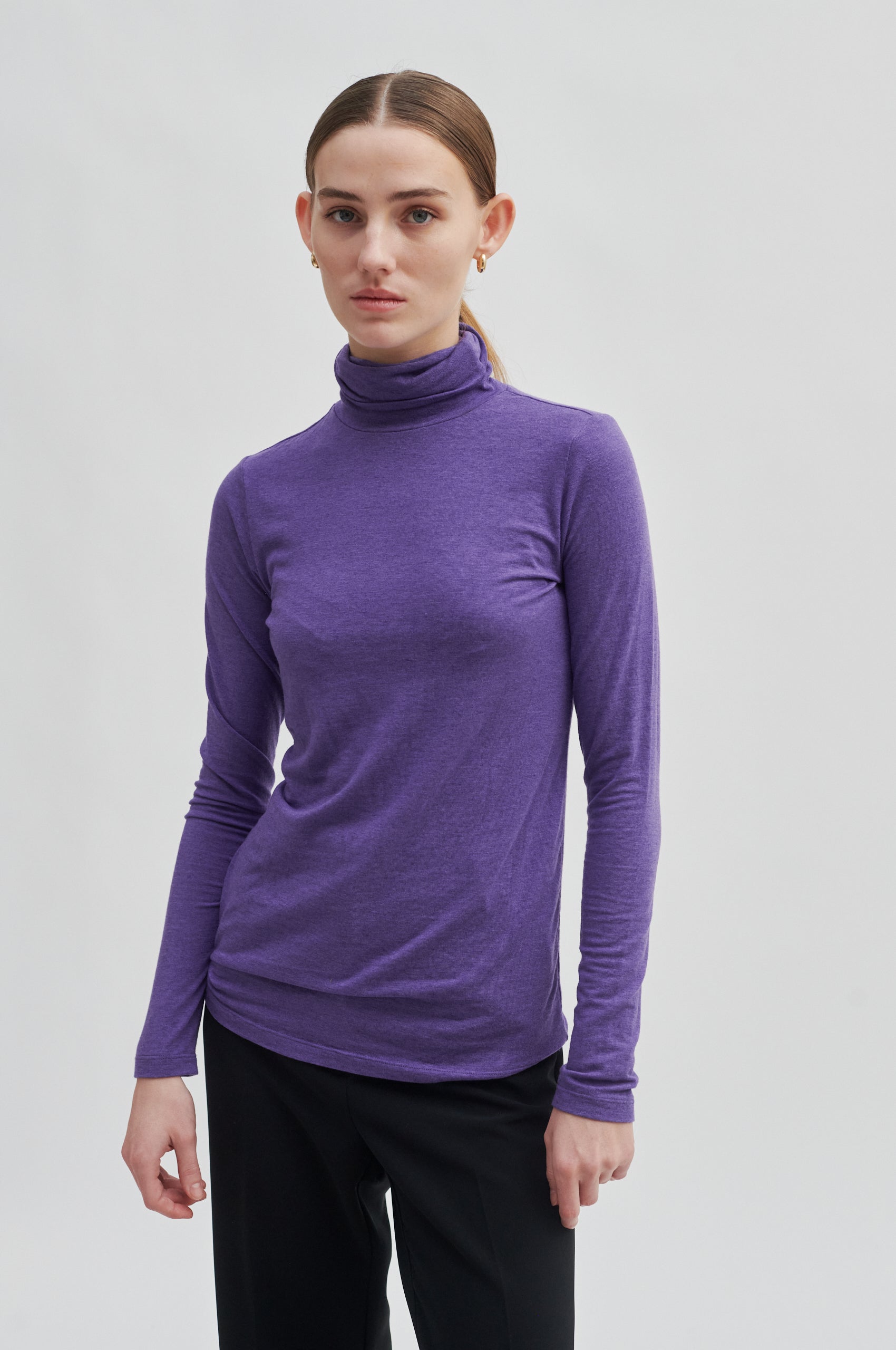 Matima T-Neck langærmet t-shirt - Grey Melange